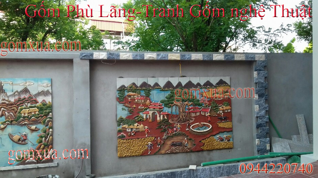 tranh gốm trang trí sân vườn tại Bắc Giang